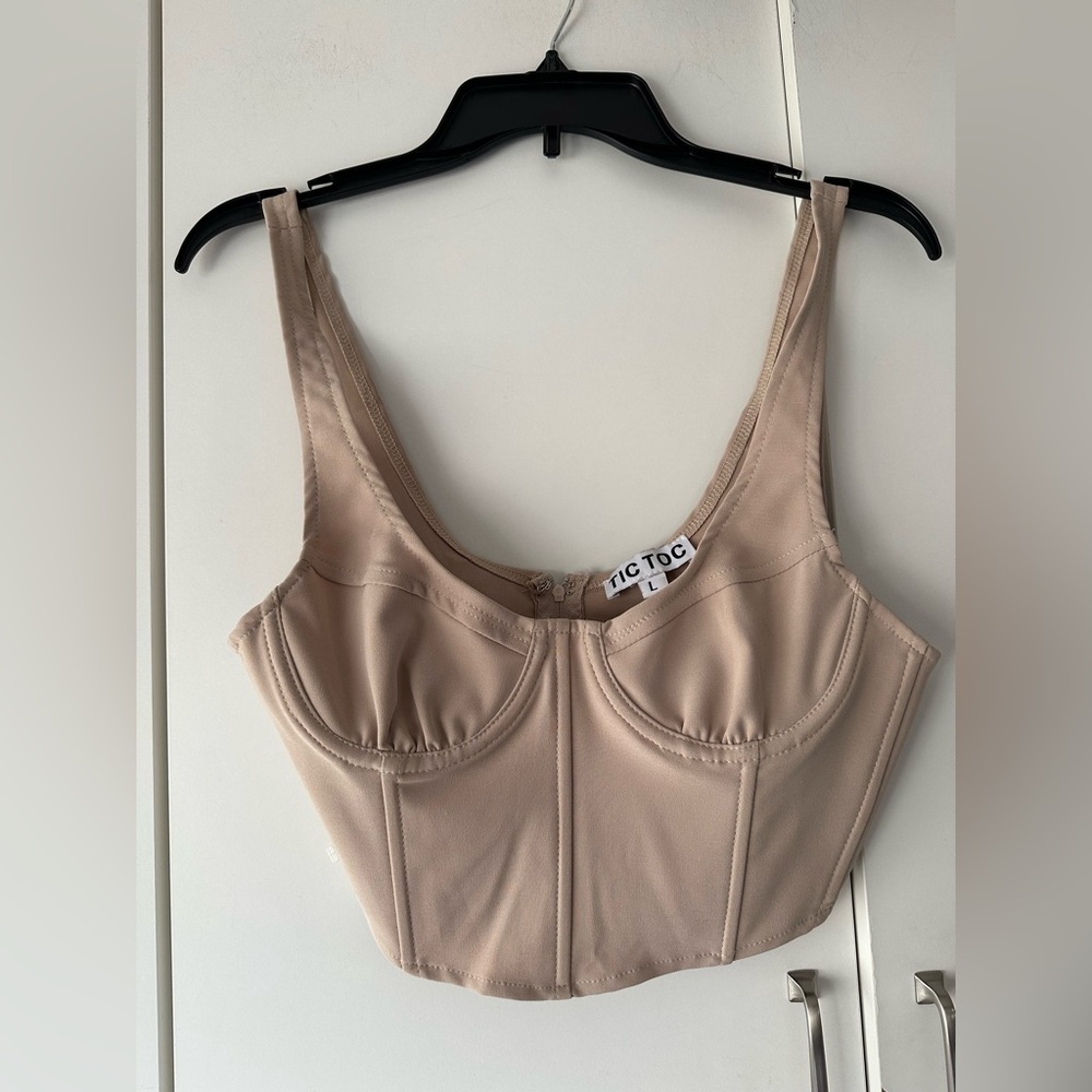 🤎 Tic Toc Tan Bustier Corset Crop Top Size Large